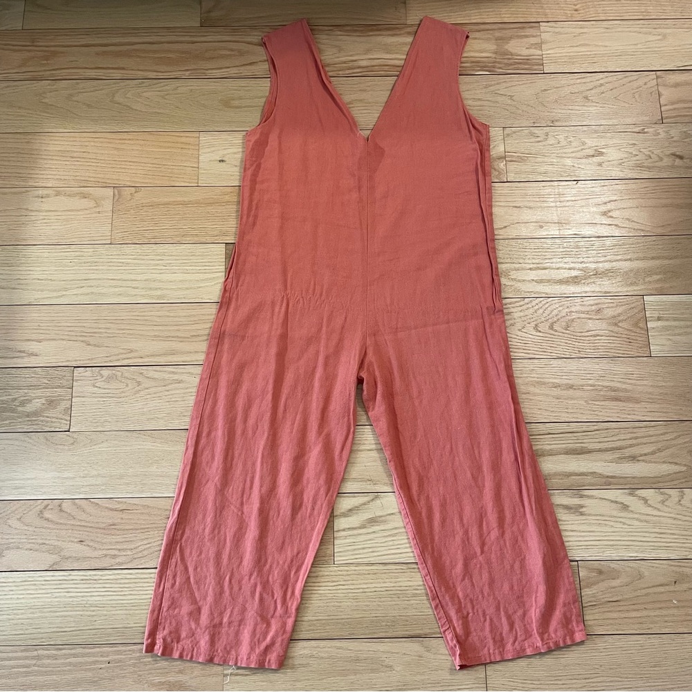 Handmade linen v-neck jumpsuit